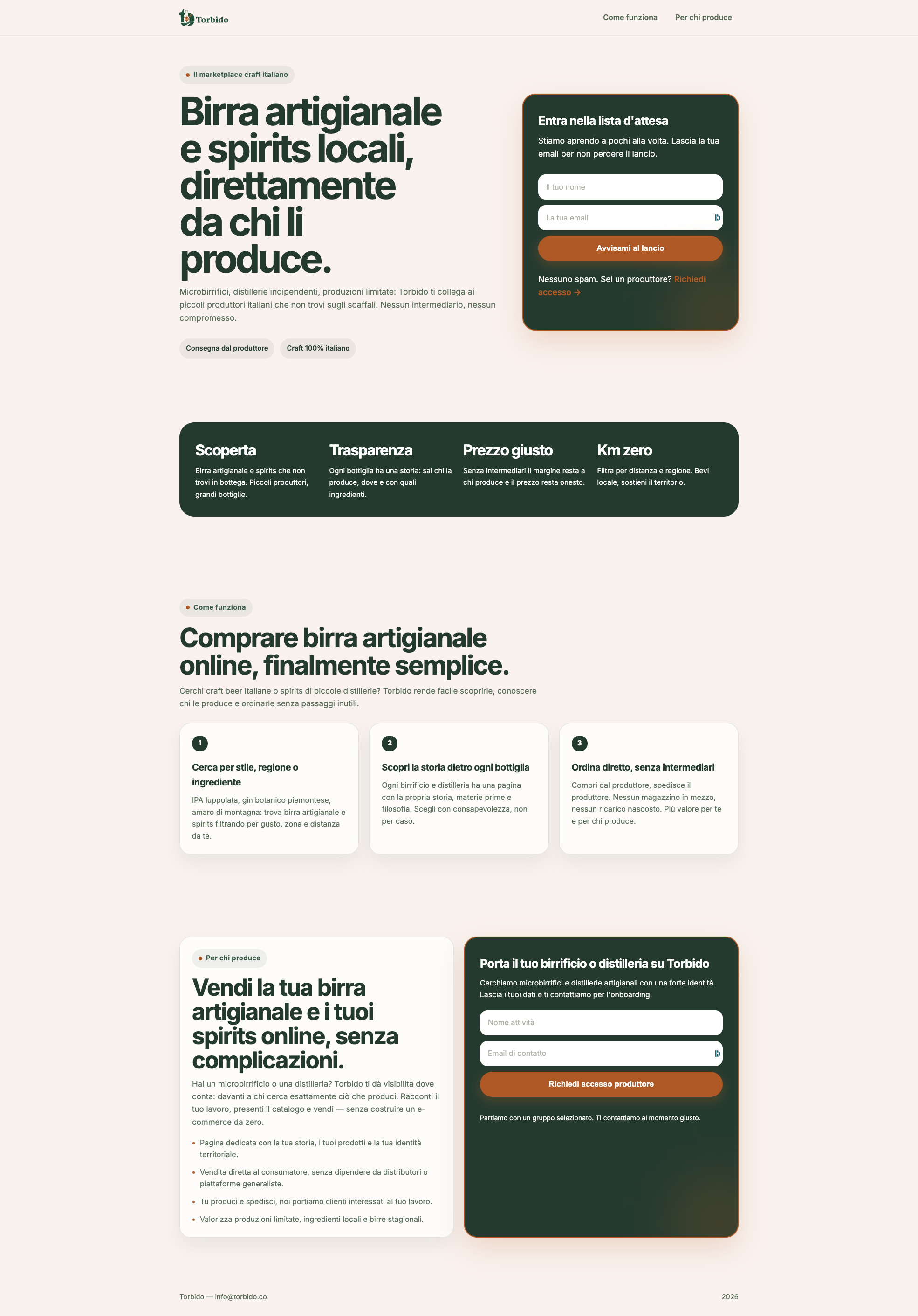 Screenshot della landing page torbido.co